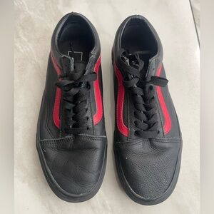 Black and red leather vans size 7.5 men/9 woman
